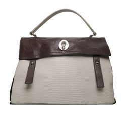 YSL Muse Two Satchel, leather, white/grey/brown, 2*, 197148 486628
